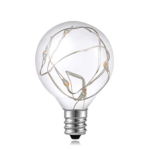 ilikable LED G40 Replacement Bulbs Pack of 4, E12 Candelabra Screw Base Clear Glass Globe Bulbs for Outdoor Indoor G40 String Lights, 0.1W/3-4.5V, Waterproof