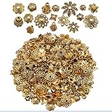 BronaGrand 100 Gram(About 250-350pcs) Bali Style Jewelry Making Metal Bead Caps Deluxe New Mix,Antique Gold