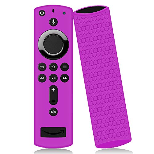 Book Cover Remote Case/Cover/Sleeve for Fire TV Stick 4k/Fire TV Cube/Fire TV 3rd Gen, Silicone Case/Holder for New Alexa Voice Remote Streaming Media Player(Purple)