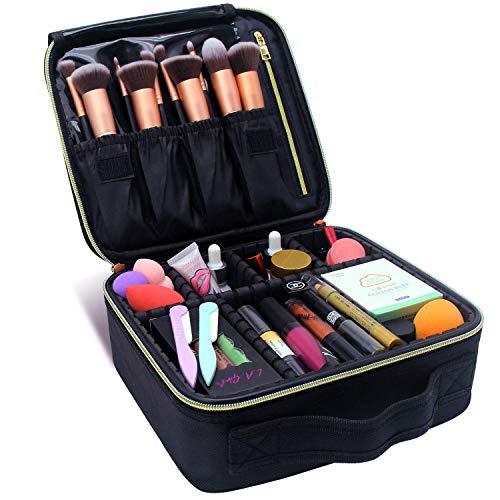 Travel Makeup Brush Holder Bag, Portable Make-up Brush Cup Organizer Bag Waterproof Stand-Up Makeup Brush Pouch,Professional Artist Makeup Brush Sets Carry Case