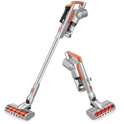 Cordless Vacuum, GOOVI Stick Vacuum Cleaner, 16KPa Powerful Cleaning Lightweight 2 in 1 Handheld Vacuum with Rechargeable Lithium Ion Battery and LED Brush