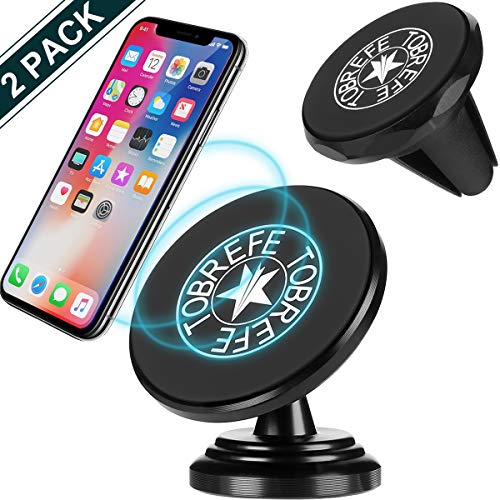 Magnetic Car Phone Mount Air Vent Magnetic Clip Grip and Dashboard Adhesive Mount Holder for Car 360Â° Rotation Phone Magnetic Car Cradle Holder Compatible with All Phones and Tablets (4 Metal Plates)