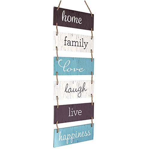 Book Cover Excello Global Products Hanging Sign (Home, Family, Love, Laugh, Live, Happiness)