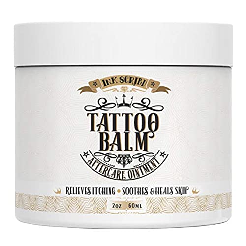 Premium Tattoo Aftercare Healing Balm Ointment - Ink Scribd - Relieves Itching, Soothes, Heals - Tattoo Intensifying Cream with All Natural and Anti-inflammatory Herbal Ingredients - Tattoo Care (2oz)