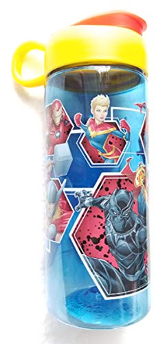 Book Cover Zak! Avenger Characters Blue with Red and Yellow Screw-On Top, 16 oz Snap Lid Water Bottle
