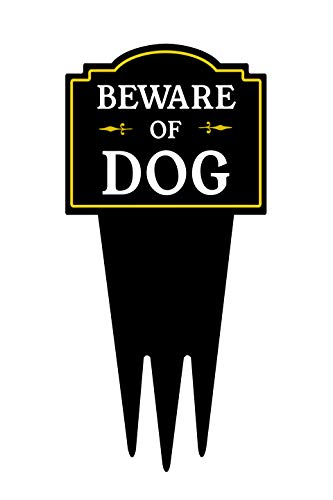 Brookfield Products Beware of Dog Yard Sign with Stake | Warning Dog on Premises | Unique Triple “Self Staking” Design | Heavy Duty Dibond Aluminum Home Property Lawn Signs