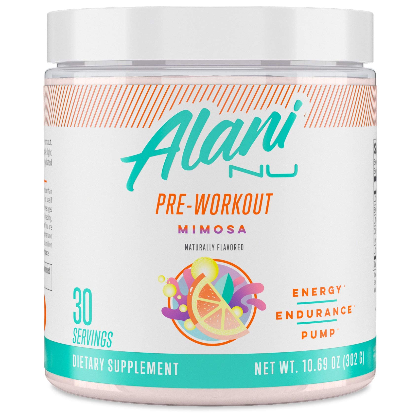 Alani Nu Pre Workout Supplement Powder for Energy, Endurance & Pump | Sugar Free | 200mg Caffeine | Formulated with Amino Acids Like L-Theanine to Prevent Crashing | Mimosa, 30 Servings