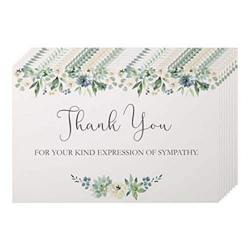VNS Creations Funeral Thank You Cards with Envelopes. 50 Pack Sympathy Thank You Cards Blank on the Inside. Acknowledgement Cards for Family, Friends & Loved ones.