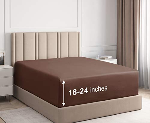 Extra Deep Pocket Fitted Sheet - Single Fitted Sheet Only - Extra Deep Pockets King Size Sheets - Fits 18 In to 24 In Mattress - Extra Deep King Fitted Sheet - Deep Pockets that Actually Fits Mattress