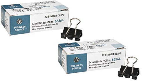 Business Source Mini Binder Clips 65364 (2 Packs of 12)