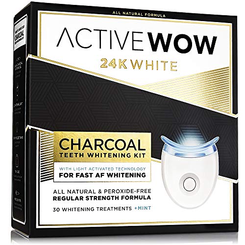 Active Wow Natural Charcoal Teeth Whitening Kit - With LED Accelerator
