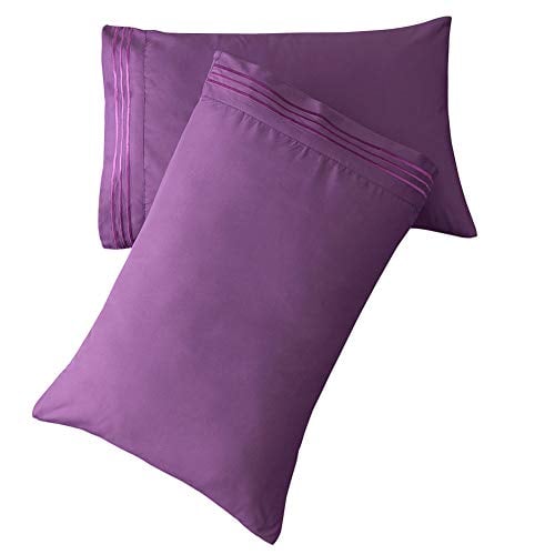 Book Cover SONORO KATE Luxury Pillowcase Set Brushed Microfiber 1800 Bedding - Wrinkle, Fade, Stain Resistant - Hypoallergenic (Purple, 2 Pillowcases King)