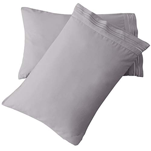Book Cover SONORO KATE Luxury Pillowcase Set Brushed Microfiber 1800 Bedding - Wrinkle, (Grey, 2 Pillowcases Standard)