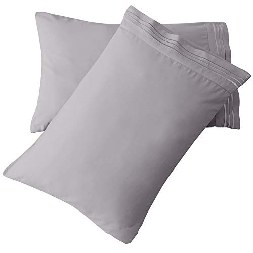SONORO KATE Luxury Pillowcase Set Brushed Microfiber 1800 Bedding - Wrinkle, (Grey, 2 Pillowcases Standard)