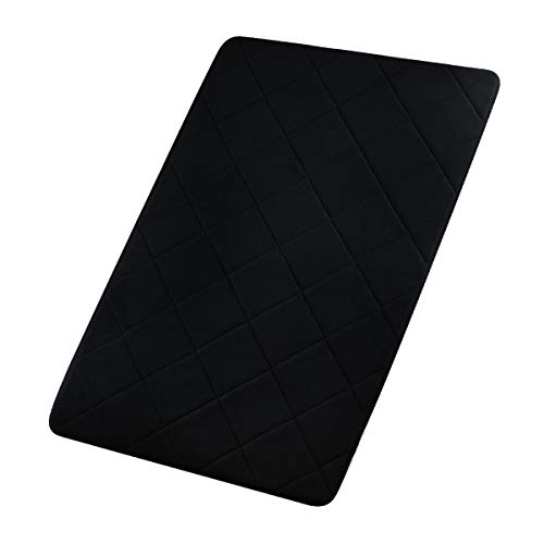 FindNew Non-Slip Soft Microfiber Memory Foam Bath Mat,Toilet Bath Rug,with Anti-Skid Bottom Washable Quickly Drying Bathroom mats 35" X 24", Black-net