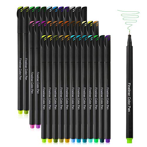 Book Cover 36 Colors Journal Planner Pens, Colored Fine Point Markers Drawing Pens Porous Fineliner Pen for Writing Note Taking Calendar Agenda Coloring - Art School Office Supplies