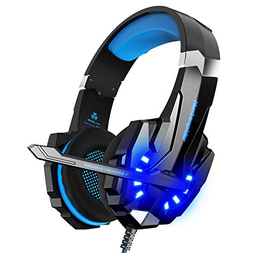 Noise Cancelling Stereo Gaming Headset Over Ear Headphones for PS4 PC Xbox One Controller Mobile Phone Laptop Mac Nintendo Switch Games with Mic LED Light Bass Surround Soft  Memory Earmuffs