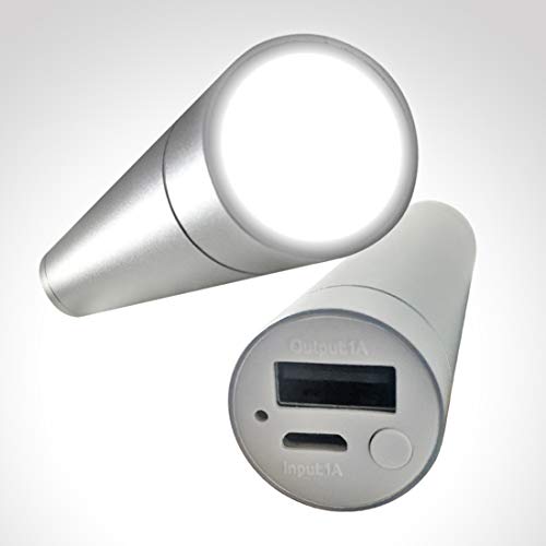 White Kaiman 3400mAh Portable Power Bank w/Built-in LED Flashlight Backup Battery Pack External Powerbank Charger for Cell Phone Computer Mobile Device(Micro USB Not Included) (3400mAh 1pk)