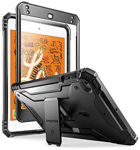 POETIC iPad Mini 5 Rugged Case with KickStand, Built-in-Screen Protector, Revolutions Full Body Heavy Duty ShockProof Protective, Case for Apple iPad Mini 5 (2019 release), Black