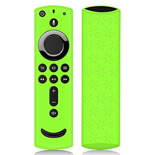 Book Cover Remote Case/Cover for Fire TV Stick 4K, Protective Silicone Holder Lightweight [Anti Slip] ShockProof for Fire TV Cube/Fire TV(3rd Gen)Compatible with All-New 2nd Gen Alexa Voice Remote Control-Green