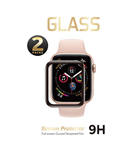Book Cover 2 Pack - Liquid Tempered Glass Screen Protector Compatible for Apple Watch Full Coverage Protective Foil 9H 2.5D (40MM)