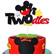 Book Cover MALLMALL6 Mouse Inspired Birthday Cake Topper Twodles Mouse Birthday Party Supplies Cute Cake Decorations Two Years Old Mouse Themed Birthday Party Favors for Toddlers Boys Girls