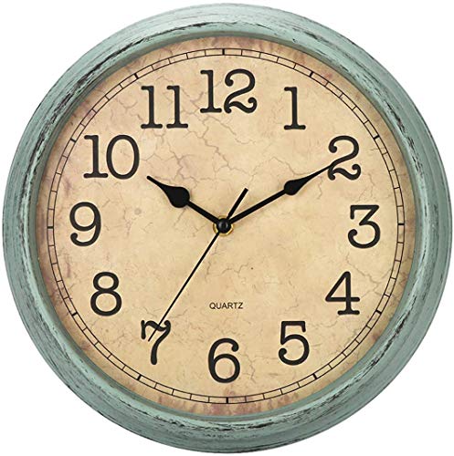 Book Cover HYLANDA 12 Inch Vintage/Retro Wall Clock, Silent Non-Ticking Decorative Wall Clocks Battery Operated with Large Numbers&HD Glass Easy to Read for Kitchen/Living Room/Bathroom/Bedroom/Office