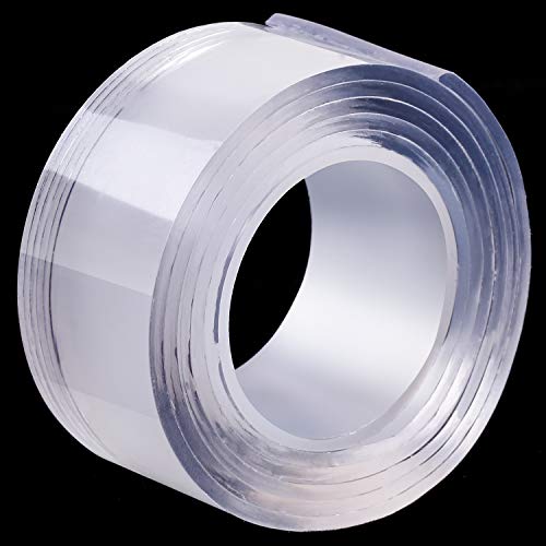 Double Sided Gel Tape Traceless Washable Adhesive Tape Removable Nano Gel Pads for for Home Office DIY Need, 2 mm in Thickness (3.28 Feet)