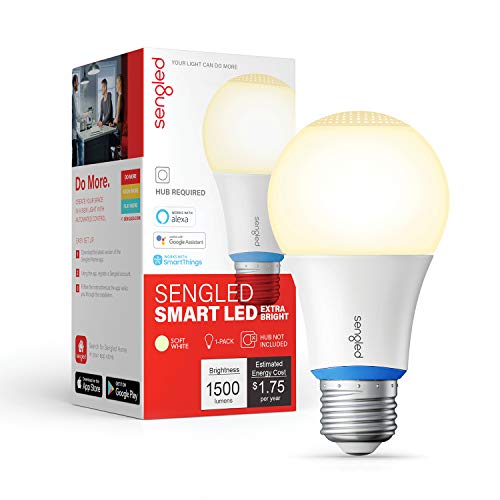 Book Cover Sengled Zigbee Smart Bulb, Smart Hub Required, Works with SmartThings and Echo with built-in Hub, Voice Control with Alexa and Google Home, 2700K 100W Eqv. Soft White A19 Alexa Light Bulb, 1 Pack