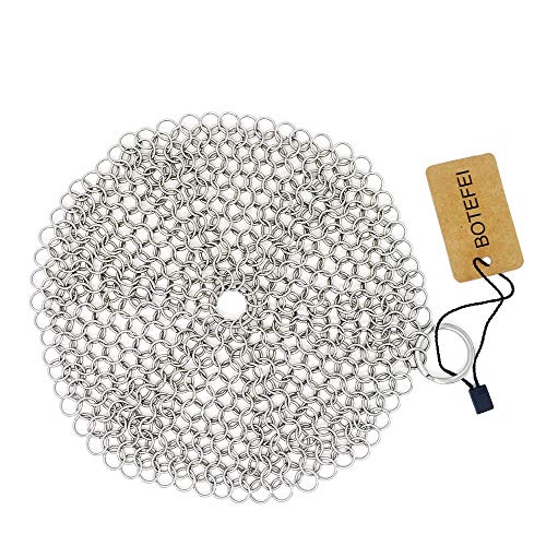 Cast Iron Cleaner 6"x6.3" 316L Stainless Steel Chainmail Scrubber for Griddle Skillet Dutch Oven Wok Stainless Steel Pot Cast Iron Pan Support Dishwasher Cleaning