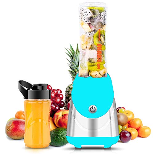 Cusimax Smoothie Blender Personal Blender for Shakes Small Travel Blender with 2 Sport Bottles Juicer Cup Single Serve Portable Blender Non-Slip Rubber Feet 250W Stronger and Faster & FDA & BPA-free