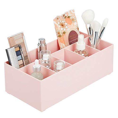 Book Cover mDesign Cosmetic Organiser â€” Open-Top Bathroom Tidy Organiser with 6 Compartments â€” Home and Kitchen Organiser â€” Blush Pink