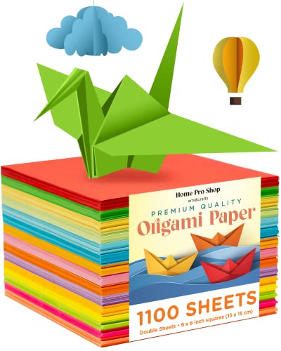 Origami Paper - 1100 Sheets Origami Set for Kids Double Sided Origami Squares in Vivid Colors 6 Inch Easy Fold Origami Papers for Arts & Crafts - Quality Paper Origami Sheets Available in 15 Colors