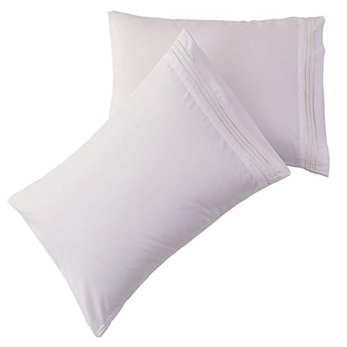 SONORO KATE Luxury Pillowcase Set Brushed Microfiber 1800 Bedding - Wrinkle, Fade, Stain Resistant - Hypoallergenic (White, 2 Pillowcases King)