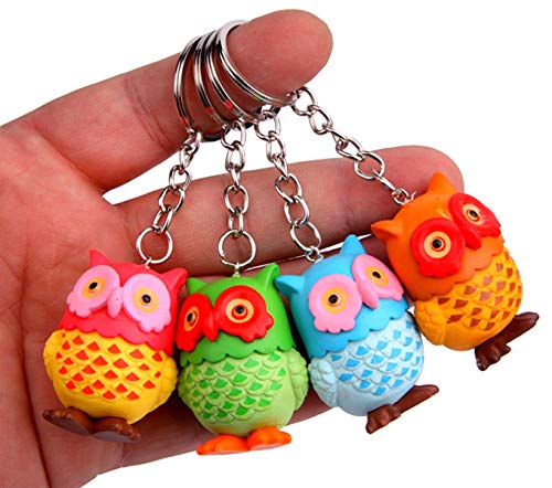 Cute Key Chains Ring, sunliveus 4 Pack Miniature Pendant Keyrings for Women and Men, Boys and Girls (Owls)