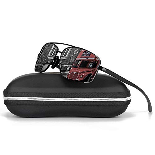 Sports Polarized Sunglasses For Men-Scolor Rectangular Metal Frame Ultra Lightweight UV400(Black/Black)