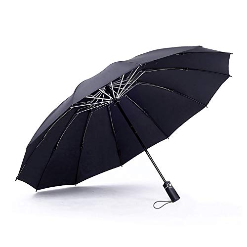 Wsky 12 Ribs Inverted Umbrella Windproof Automatic Folding Umbrella Auto Reverse Umbrella Black
