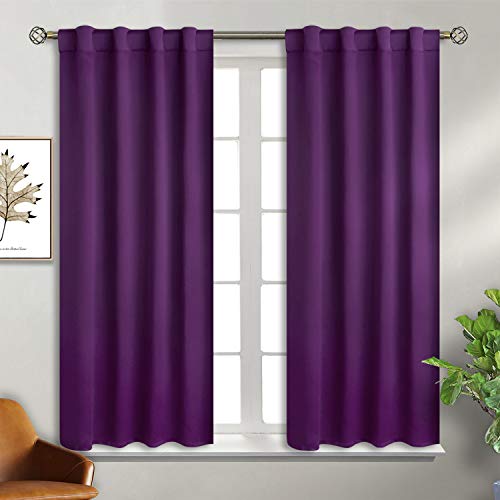 Book Cover BGment Rod Pocket and Back Tab Blackout Curtains for Bedroom - Thermal Insulated Room Darkening Curtains for Living Room , 2 Window Curtain Panels ( 38 x 54 Inch, Purple)