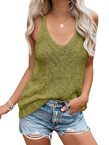Ybenlow Womens V Neck Sweater Tank Tops Knit Vest Summer Casual Sheer Sleeveless Tops