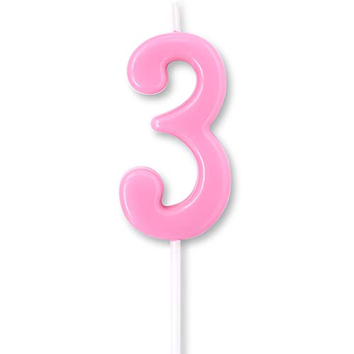 Birthday Candle Numbers, Dollet Cute Pink Birthday Cake Candle Number 3