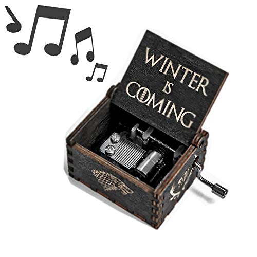 Book Cover Cerekony Music Box for Game-Thrones Merchandise Collectibles - Main Theme Hand Crank Carved Dragon Action Figure Best Gift for GOT Fans - Black