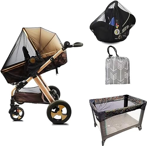 DODO NICI, Stroller Netting Mosquito for Baby, Sewn in Pouch Organizer, for Cribs, Toddler Mosquito Net for Stroller with Storage Bag, Infant car seat Insect mesh net, Easy Installation,Black