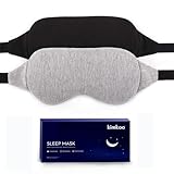 Cotton Sleep Mask-Sleeping Mask Blocking Out Light Perfectly for Women and Men, Soft and Comfortable Night Eye Mask for Sleeping, Blindfold for Travelling, with Pouch, 2 Pack,Black and Gray