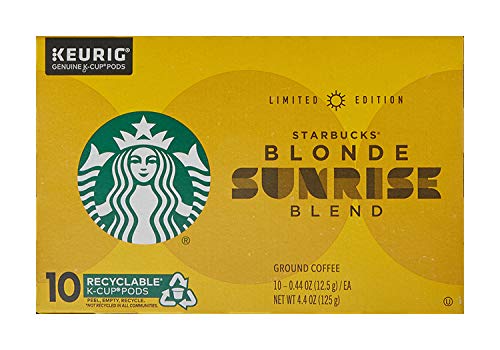 Starbucks Sunrise Blend Coffee K-Cup Pods | Blonde Roast Coffee Pods for Keurig Brewers | 1 Box (10 Pods)