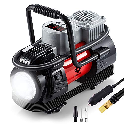 NoOne Digital Tire Inflator,12V DC Portable Air Compressor Pump with Led Light for Car/Bicycle/Motorcycle/Ball/Air Matresses 180W 120PSI