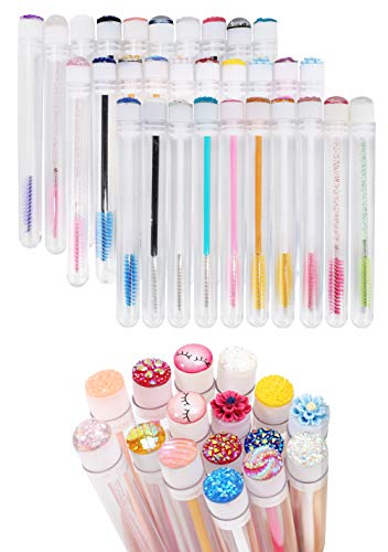 50 Pcs Disposable Mascara Brushes Diamond Eyelash Spoolies Makeup Brush Mascara Wand in Sanitary Tube Lash Supplies. 50 Pcs Mix