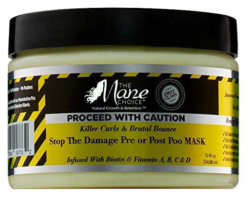 THE MANE CHOICE - Proceed With Caution Killer Curls & Brutal Bounce Stop The Damage Pre or Post Poo Mask (12 oz)