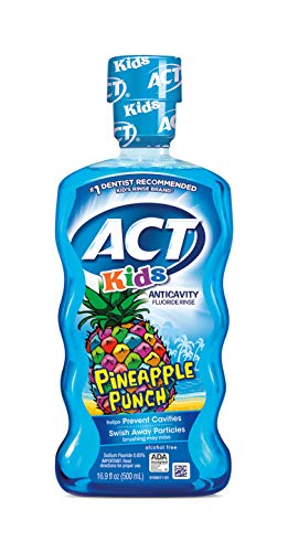 Book Cover ACT Kids Anticavity Fluoride Rinse, Pineapple Punch Children's Mouthwash, 16.9 oz