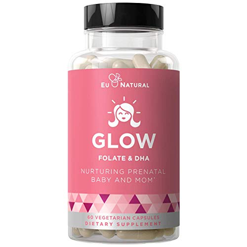 Glow Prenatal Vitamins + Folate & DHA â€“ Nurturing Pregnancy Multivitamin for Healthy Baby and Mom â€“ Folic Acid, Ginger, Zinc, Iron â€“ 60 Mini Vegetarian Soft Capsules