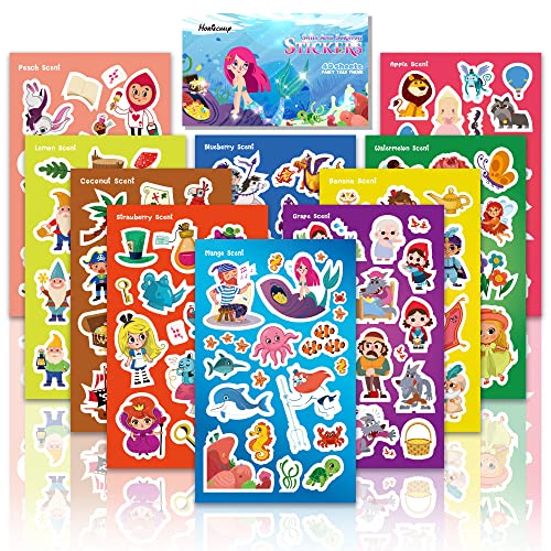 HORIECHALY Scratch and Sniff Stickers,40 Sheets 10 Different Fruit Scents,Fairy Tale Theme,520+,Best Gift for Kids as Reward,Parents & Teachers Better Choice,Fun Craft Stickers for Scrapbooks.